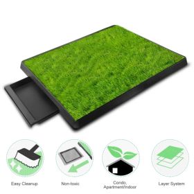 Dog Toilet Indoor Puppy Training Pad, Dog Potty Pet Training Grass Mat, Removable Waste Tray For Easier Clean Up, Artificial Turf, 25'X20'