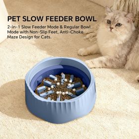 Blue dual-purpose slow food bowl, fast/slow food can be freely switched to adapt to different pet eating habits, cross-border hot selling pet sup