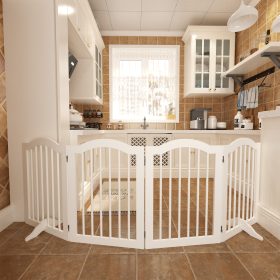 27.6" Height Tall Freestanding Pet Gate, 4 Panels Foldable Dog Gate