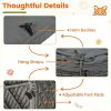Gray Hand-Woven PE Rattan Dog Bed with Adjustable Canopy, Elevated Outdoor Pet Daybed with Washable Plush Cushion