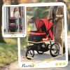 Pet Stroller for Small Dogs and Medium Dogs with Adjustable Canopy, Safety Tether, Storage Basket, Red