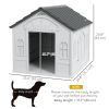 Grey 26' Plastic Dog House Outdoor with Air Vents Suitable for Small to Medium Dogs Durable Pet Shelter with Ventilation