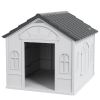 Grey 26' Plastic Dog House Outdoor with Air Vents Suitable for Small to Medium Dogs Durable Pet Shelter with Ventilation