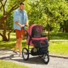 Pet Stroller for Small Dogs and Medium Dogs with Adjustable Canopy, Safety Tether, Storage Basket, Red