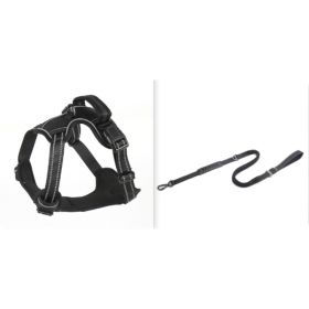 Dog Harness No Pull Breathable Reflective Pet Harness Vest (Option: Black set1-M)