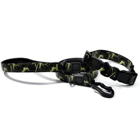 UV Printing Camouflage Embossed Pet Leash Set Is A Perfect Combination Of Style And Functionality Specially Designed For Pets' Outdoor Activities. Ev (Option: Green-15mm)
