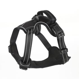 Dog Harness No Pull Breathable Reflective Pet Harness Vest (Option: Black-M)