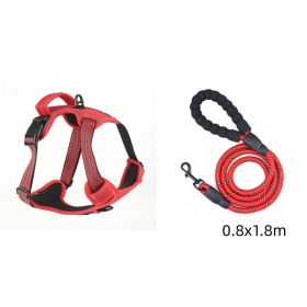 Dog Harness No Pull Breathable Reflective Pet Harness Vest (Option: Red set-S)