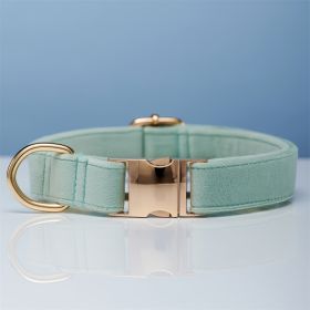 Multiple Colour Velvet Personalise Dog Collar Leash Set With Bow (Option: Cyan-M)