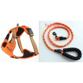 Dog Harness No Pull Breathable Reflective Pet Harness Vest (Option: Orange  set2-M)