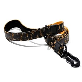 Embossed UV Printed Dog Leash & Collar Set 1.5cm Wide, Waterproof Tear-Resistant Easy To Clean PVC Set, Stylish Patterned Walking Training Gear For S (Option: Orange)