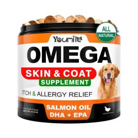 Youmile Omega 3 For Dogs - 120Ct  Fish Oil Treats - Allergy & Itch Relief Skin & Coat Supplement - Dry Itchy Skin, Anti Shedding & Hot Spots Treatmen (Option: 120  Soft Chews1 BOTTLE)