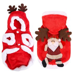 Pet Christmas Clothes Santa Claus Reindeer Antlers Costume Winter Outfit New Year Coat For Small Medium Dogs Cats Available in S/M/L/XL (Color: Red, size: XL)