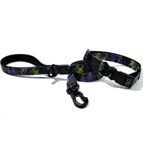UV Printing Camouflage Embossed Pet Leash Set Is A Perfect Combination Of Style And Functionality Specially Designed For Pets' Outdoor Activities. Ev (Option: Purple-15mm)